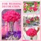 Spring Table Top Decor – 100 Pcs Rose Red Artificial Hydrangea Flowers with Stems, Silk Faux Hydrangea Heads for Wedding Centerpieces, Bouquets & Party Decorations